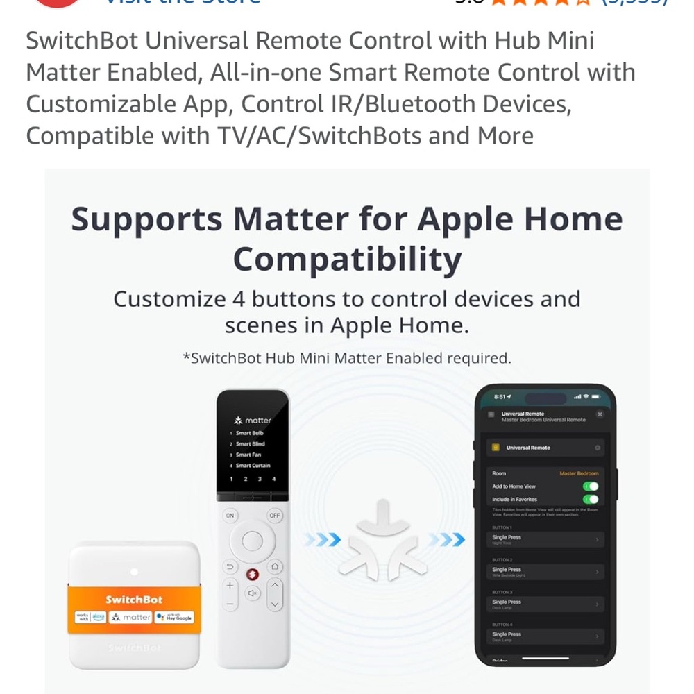 SwitchBot Universal Remote Universal Remote Control with Hub Mini - White